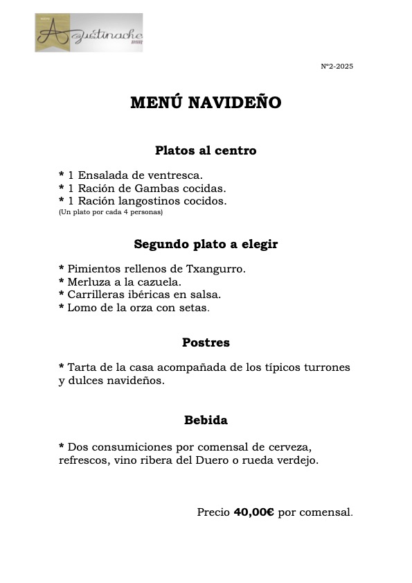 Menú Navideño 2025